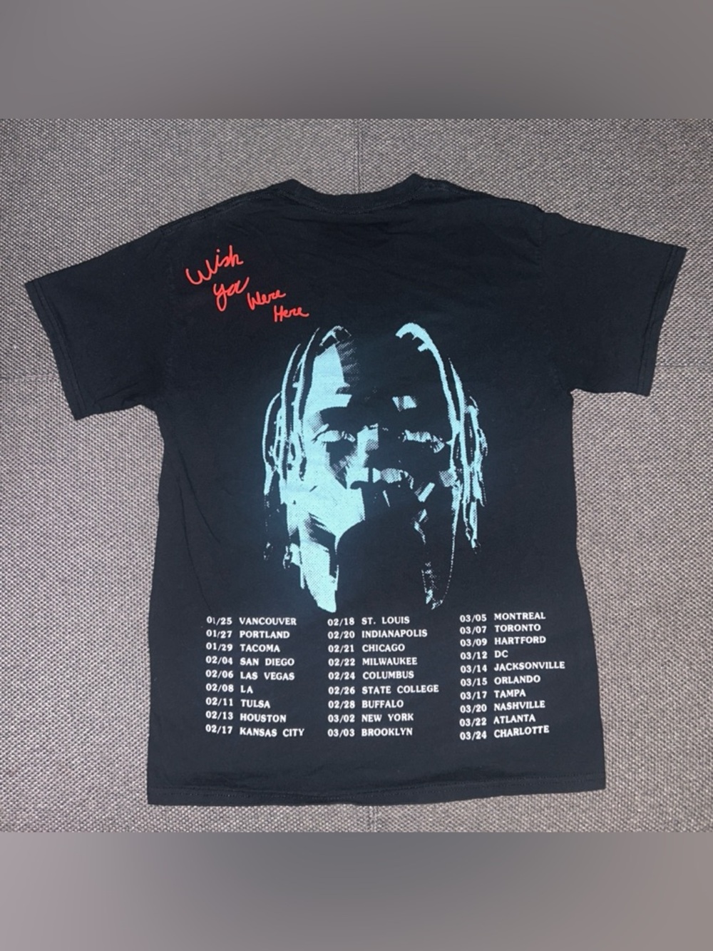 Travis Scott Astroworld Wish You Were Here Concert Band Tee